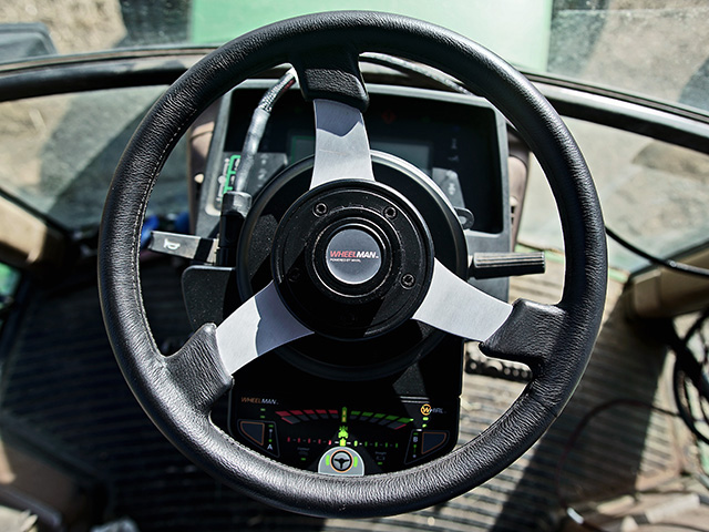 The Wheelman Pro replaces a machineâ€™s steering wheel and can be ready in an hour, Image provided by the manufacturer